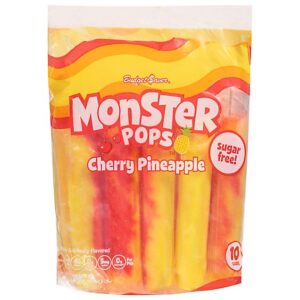 Budget Saver Monster Pops Sugar Free Cherry Pineapple 10 Count - 30 Fl. Oz.