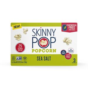 SkinnyPop Microwave Sea Salt Popcorn Microwavable Bags - 3-2.8 Oz