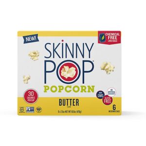 SkinnyPop Microwave Butter Popcorn Microwavable Bags - 6-2.8 Oz