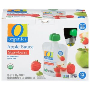 O Organics Strawberry Apple Sauce Pouches 12 count - 3.17 Oz