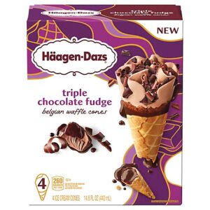 Haagen Dazs Triple Chocolate Fudge Belgian Waffle Cones - 14.88 FZ