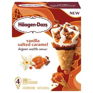 Haagen Dazs Vanilla Salted Caramel Belgian Waffle Cones  4ct, 14.88 Fz - 14.88 FZ