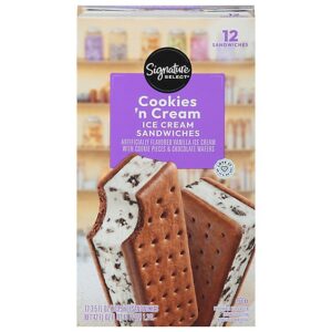 Signature SELECT Ice Cream Sandwiches Cookies N Cream - 12-3.5 Fl. Oz.