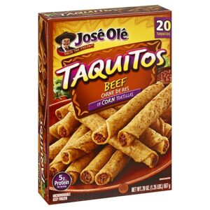 Jose Ole Frozen Mexican Food Taquitos Shredded Steak Corn Tortillas Crispy And Crunchy - 20 Count