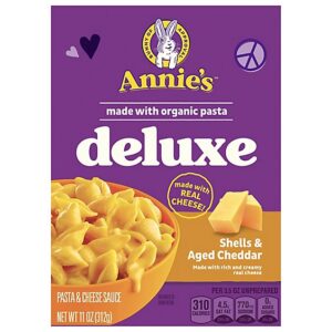 Annies Homegrown Macaroni & Cheese Sauce Creamy Deluxe Aged Cheddar Box - 11 Oz