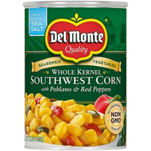 Del Monte Corn Whole Kernel Southwest with Poblano & Red Peppers - 15.25 Oz