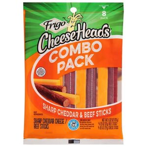 Frigo Cheese Heads Sharp Cheddar & Beef Sticks 8 Count - 6.33 Oz