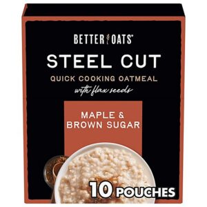 Better Oats Oat Revolution! Oatmeal Instant with Flax Steel Cut Maple & Brown Sugar - 10 Count