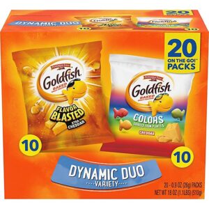 Goldfish Colors Cheddar and Flavor Blasted Xtra Cheddar Crackers 20 Count - 0.9 Oz