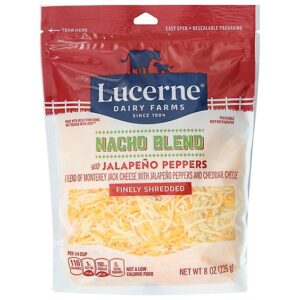 Lucerne Cheese Finely Shredded Mexican Style Nacho Blend with Jalapeno Peppers - 8 Oz