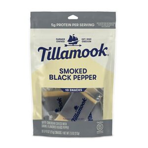 Tillamook Smoked Black Pepper Cheese Snack Portions 10 Count - 7.5 Oz