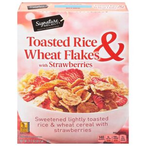 Signature SELECT Cereal Rice and Wheat Flakes with Strawberries - 11.2 Oz