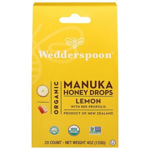 Wedderspoon Organic Manuka Honey Drops Lemon With Bee Propolis - 4 Oz