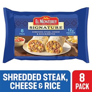 El Monterey Signature Shredded Steak Cheese & Rice Burritos - 8 Count