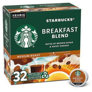 Starbucks Breakfast Blend 100% Arabica Medium Roast K Cup Coffee Pods Box 32 Count - Each