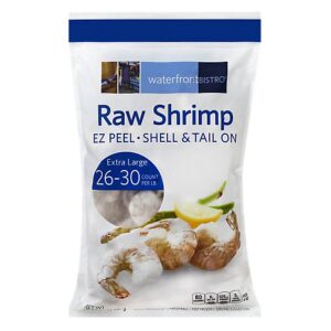 waterfront BISTRO Frozen Raw EZ Peel Shell Tail On Large Shrimp 26-30 Ct - 2 Lb