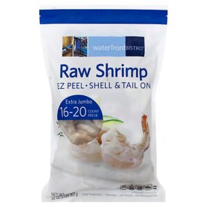 waterfront BISTRO Frozen Raw Shell On Tail On Extra Jumbo Shrimp 16-20 Ct - 2 Lb