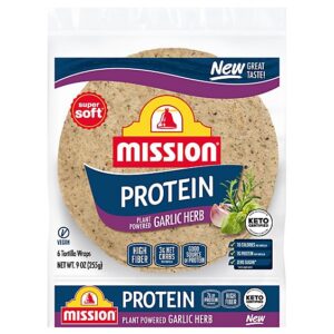 Mission Protein Garlic Herb Tortilla Wraps - 6 Count