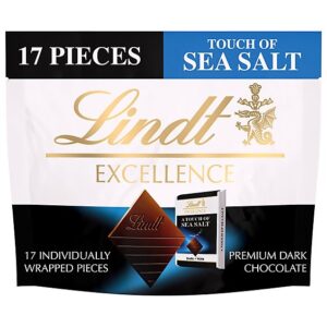 Lindt EXCELLENCE Sea Salt Dark Chocolate Candy Individually Wrapped Pieces Pouch - 6 Oz
