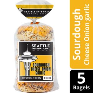 Seattle International Sourdough Cheese Onion Garlic Bagel - 16 Oz