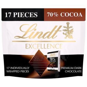 Lindt EXCELLENCE 70% Dark Chocolate Candy Individually Wrapped Pieces Pouch - 6 Oz