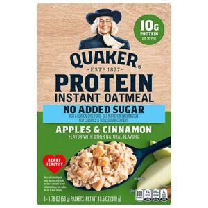 Quaker Protein No Sugar Apple Cinnamon Instant Oatmeal  - 10.5 Oz