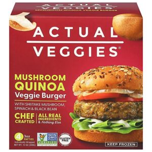 Actual Veggies Burger Veggie Mushroom Quinoa - 12 Oz