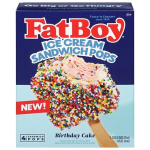 Fatboy Birthday Cake Ice Cream Sandwich Pop  4-3.5 Fz  , 14 Fz - 4-3.5 FZ