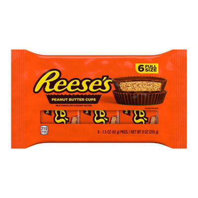 REESE'S Milk Chocolate Peanut Butter Cups Candy Packs - 6 - 1.5 Oz
