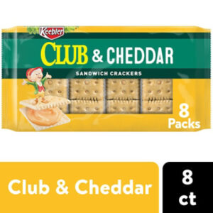Keebler Sandwich Crackers Club and Cheddar Single Serve Snack Crackers 8 Count - 11 Oz