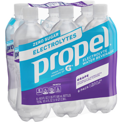Propel Water Beverage with Electrolytes & Vitamins Grape - 6-16.9 Fl. Oz.