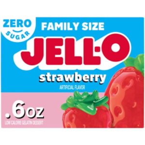 Jell-O Strawberry Artificially Flavored Zero Sugar Low Calorie Gelatin Dessert Mix Family Size - 0.6 Oz