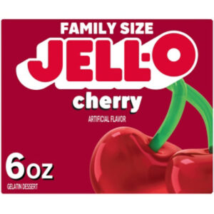 Jell-O Cherry Artificially Flavored Gelatin Dessert Mix Family Size - 6 Oz