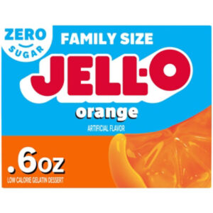 Jell-O Orange Artificially Flavored Zero Sugar Low Calorie Gelatin Dessert Mix Family Size - 0.6 Oz