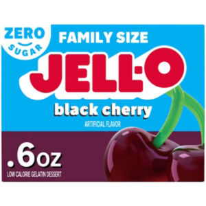 Jell-O Black Cherry Artificially Flavored Zero Sugar Gelatin Dessert Mix Family Size - 0.6 Oz