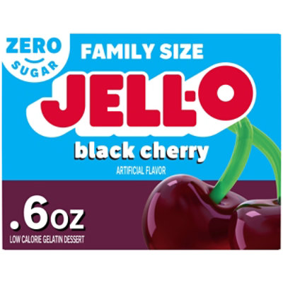 Jell-O Black Cherry Artificially Flavored Zero Sugar Gelatin Dessert Mix Family Size - 0.6 Oz