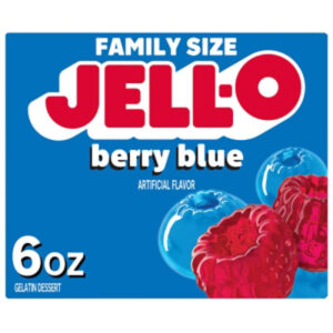 Jell-O Berry Blue Artificially Flavored Gelatin Dessert Mix Family Size - 6 Oz