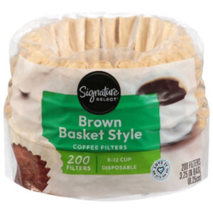Signature SELECT Coffee Filters Basket Style Brown 8-12 Cup - 200 Count
