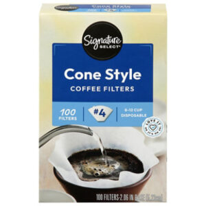 Signature SELECT Coffee Filters Cone Style No. 4 8-12 Cup - 100 Count