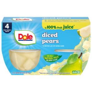 Dole Pears Diced in 100% Juice Cups - 4-4 Oz