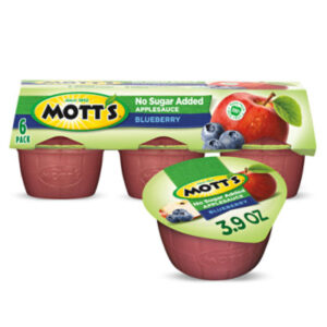 Motts Healthy Harvest Applesauce Blueberry Delight No Sugar Added Cups - 6-3.9 Oz