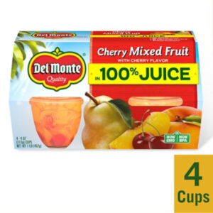 Del Monte Cherry Mixed Fruit in 100% Fruit Juice - 4 - 4 Oz