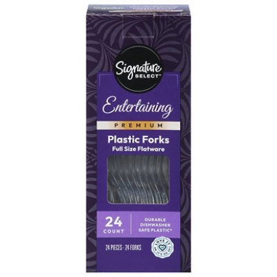 Signature SELECT Flatware Party Forks Plastic Full Size Box - 24 Count