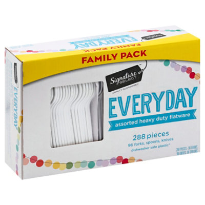Signature SELECT Flatware Everyday Assorted Heavy Duty Forks Knives & Spoons - 288 Count