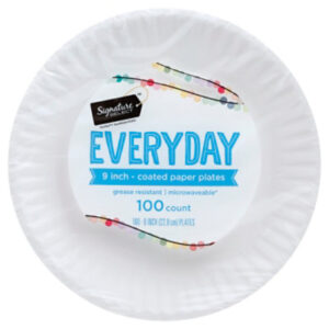 Signature SELECT Everyday Coated 9 Inch White Paper Plates - 100 Count