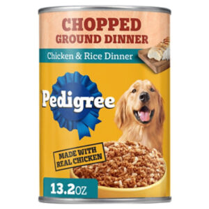 Pedigree Chopped Ground Dinner Chicken & Rice Flavor Adult Canned Soft Wet Dog Food - 13.2 Oz
