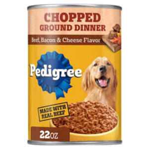 Pedigree Chopped Ground Dinner Beef Bacon & Cheese Flavor Adult Canned Soft Wet Dog Food - 22 Oz