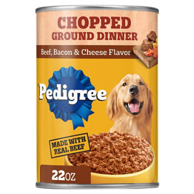Pedigree Chopped Ground Dinner Beef Bacon & Cheese Flavor Adult Canned Soft Wet Dog Food - 22 Oz