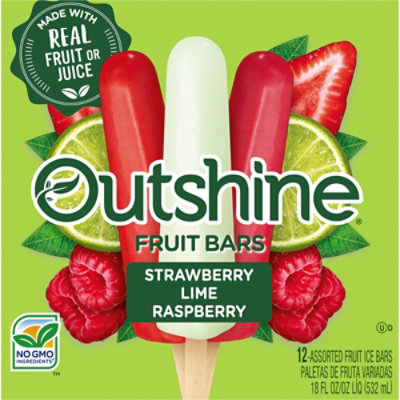 Outshine Strawberry Lime And Raspberry Frozen Fruit Pops Variety Pack - 12 Count