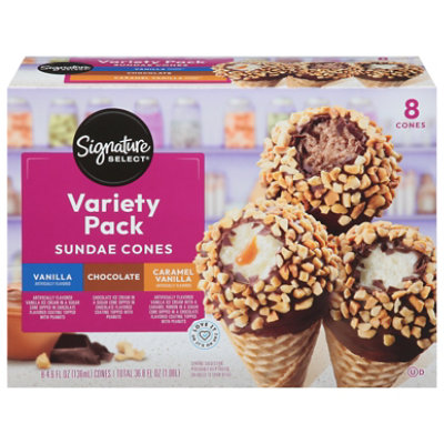 Signature SELECT Ice Cream Sundae Cones Variety Pack - 8-4.6 Fl. Oz.
